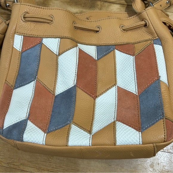Linea Pelle Leather Patchwork Two Way Bag - Picture 3 of 13